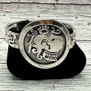 Taxco Silver Tribal Design Bracelet